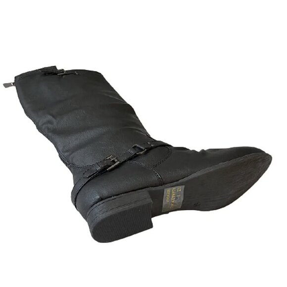 Faux Leather Buckle Detail Knee-High Equestrian-Inspired Fashion Riding Boots - Picture 8 of 8